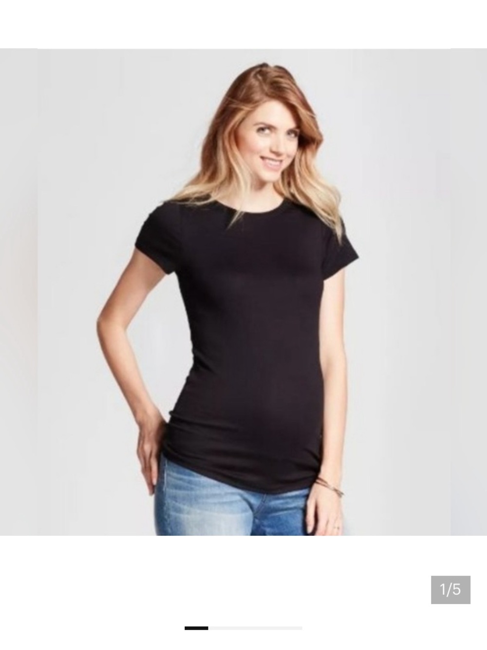 Ingrid & Isabel ‘Core’ Black Maternity Crewneck Tee in Cotton and Modal - Small